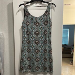 Geometric Patterned Blue Dress